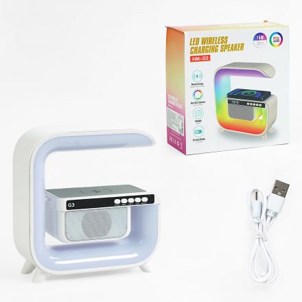 Колонка C 65411 (24) бездротова зарядка телефона, Bluetooth 5.2, підтримка TF Card, USB Type-C, зміна режимів підсвічування, будильник, годинник