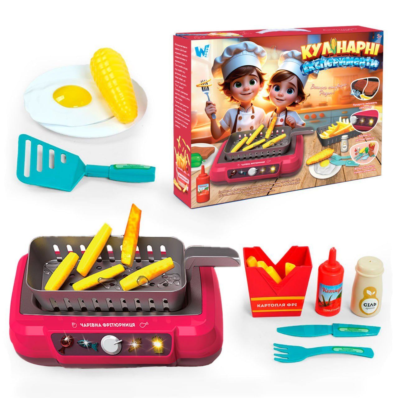 Кулінарні експерименти 24299 (18) "WToys", підсвічування, звукові ефекти, 13 аксесуарів, продукти змінюють колір, кухонне начиння