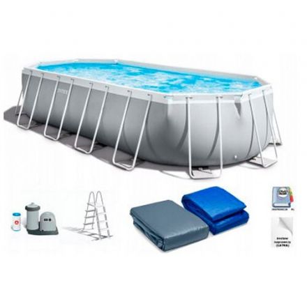 Intex Басейн каркасний 26798 NP (1) об'єм:18202л, розмір:610х305х122см, насос-фільтр 5678л/год, драбина, тент, підстилка