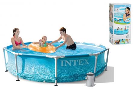 Intex Басейн каркасний 28208 NP (1) круглий, діаметр 305см, висота 76см, насос-фільтр (1 250 л/ч), об'єм 4485л
