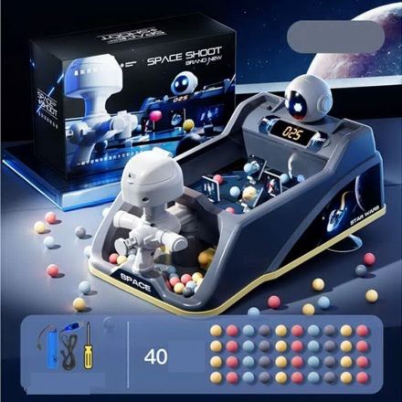 Настільна гра 662-12-1 (12) “Space shoot”, звук, підсвічування, електронне табло, стріляє кульками, тематичні мішені, ак. 3.7V, USB-кабель