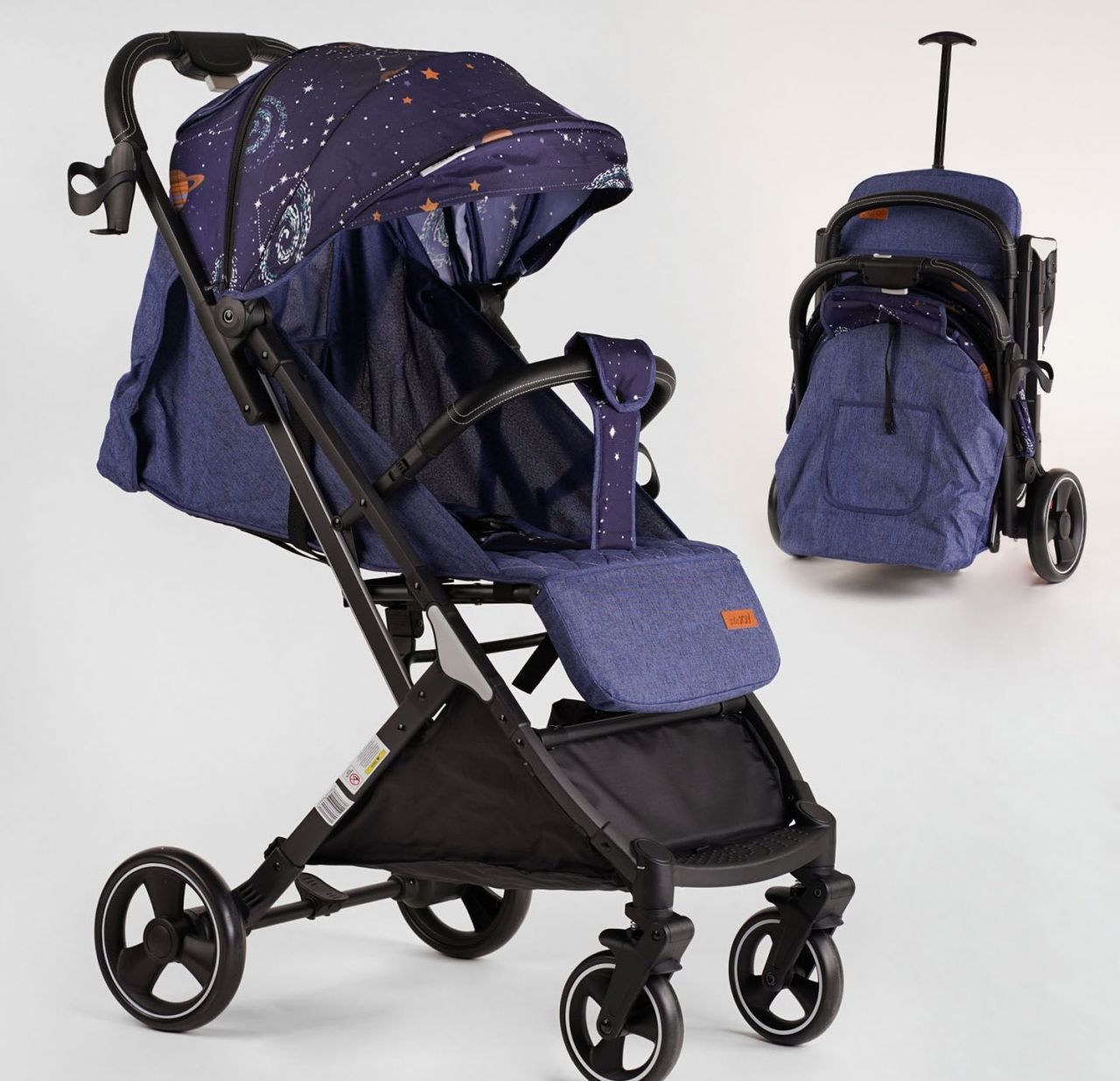 Візок прогулянковий дитячий "JOY" Comfort L-41203 (1) колір СИНІЙ КОСМОС, рама сталь з алюмінієм, футкавер, підсклянник, телескопічна ручка