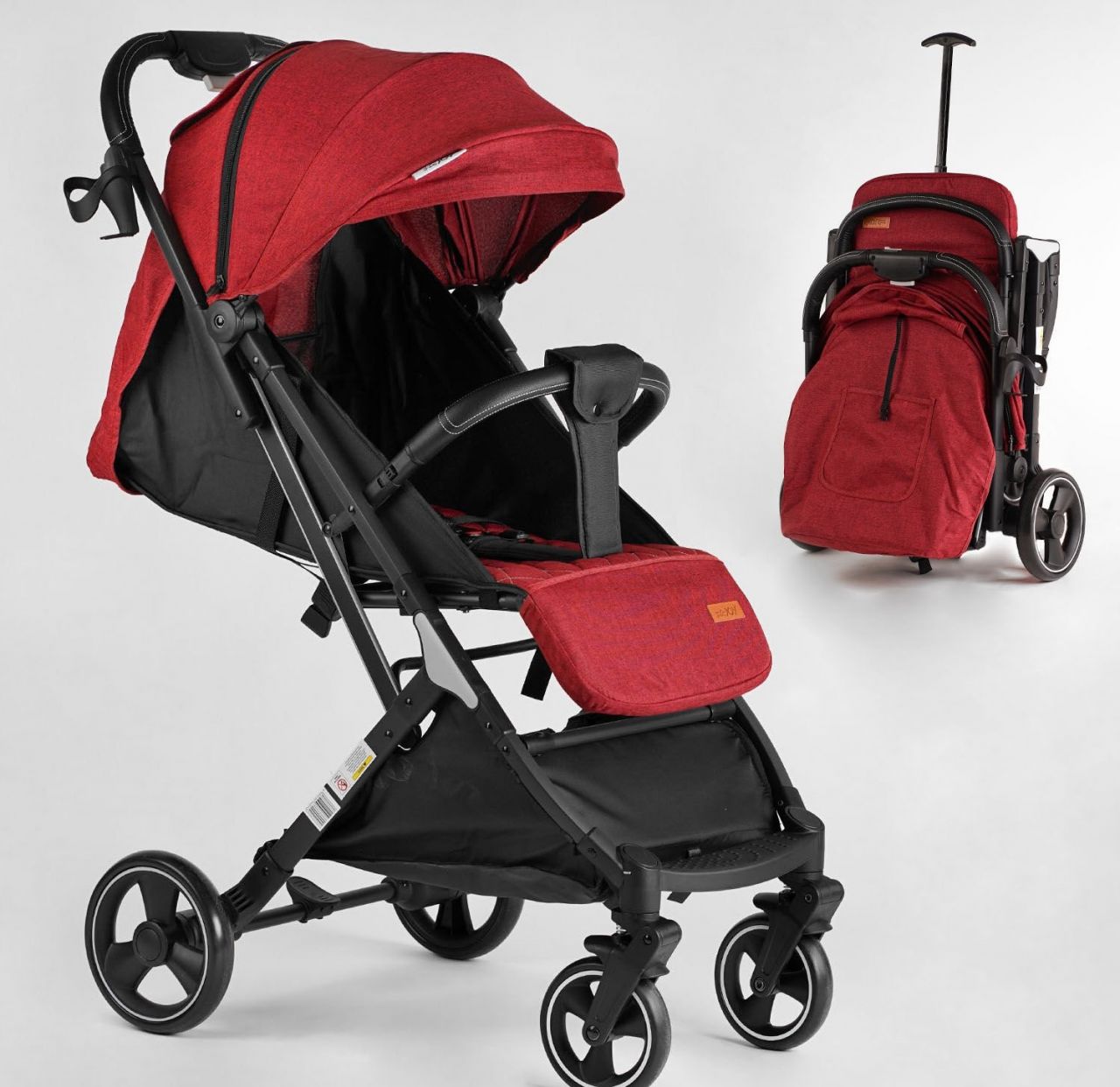 Візок прогулянковий дитячий "JOY" Comfort L-52304 (1) колір ЧЕРВОНИЙ, рама сталь з алюмінієм, футкавер, підсклянник, телескопічна ручка