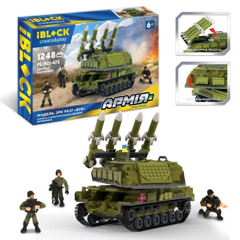 Конструктор IBLOCK арт. PL-921-473 (6шт) Армія, ЗРК 9К37 "БУК", 1248 дет.