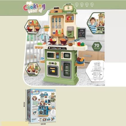 Кухня 1234-22 J 70 елементів, розмір: 54х20х80 см, підсвічування, звуки, парогенерація, помпова подача води, продукти