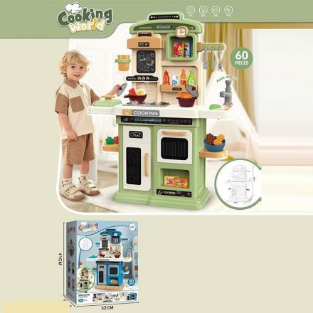 Кухня 1234-23 H (3) 60 елементів, розмір: 53х21х68 см, підсвічування, звуки, парогенерація, помпова подача води, продукти, посуд 