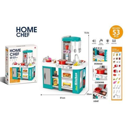 Кухня 922-168 (6) 53 елементи, розмір: 61Х33х72 см, підсвічування, звуки, автоматична подача води, муляжі продуктів, посуд