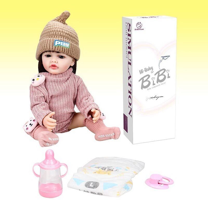 Лялька XBY 5528 (12) висота 52 см, гумова, шапочка, пляшечка, памперс, соска 