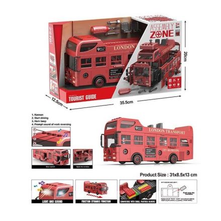 Автобус YW 9099 B (24/2) звуки, підсвічування салона, конструктор, інерція, викрутка, рухомі деталі
