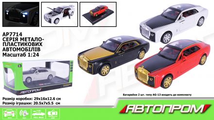 Машина мет. АВТОПРОМ арт. AP7714 (12шт) 1:24, 3 кольори, батар, світ., звук, двері відкр