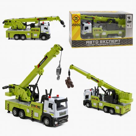 Спецтехніка LS-7364-36 “Авто Експерт” “Підйомний кран” металопластик 1:32 інерція підсвіч звук механіч підіймач, телескопічна стрілка з гаком