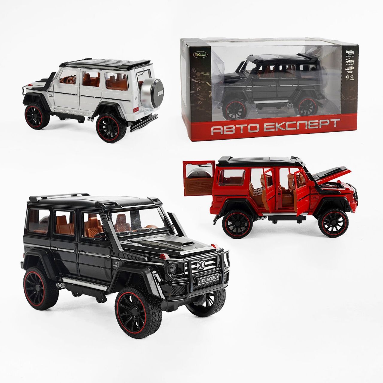 Джип RS-50164 (36) "Авто Експерт", 3 кольори, металопластик, масштаб 1:22, світло, звук, інерція, відчиняються двері, багажник та капот