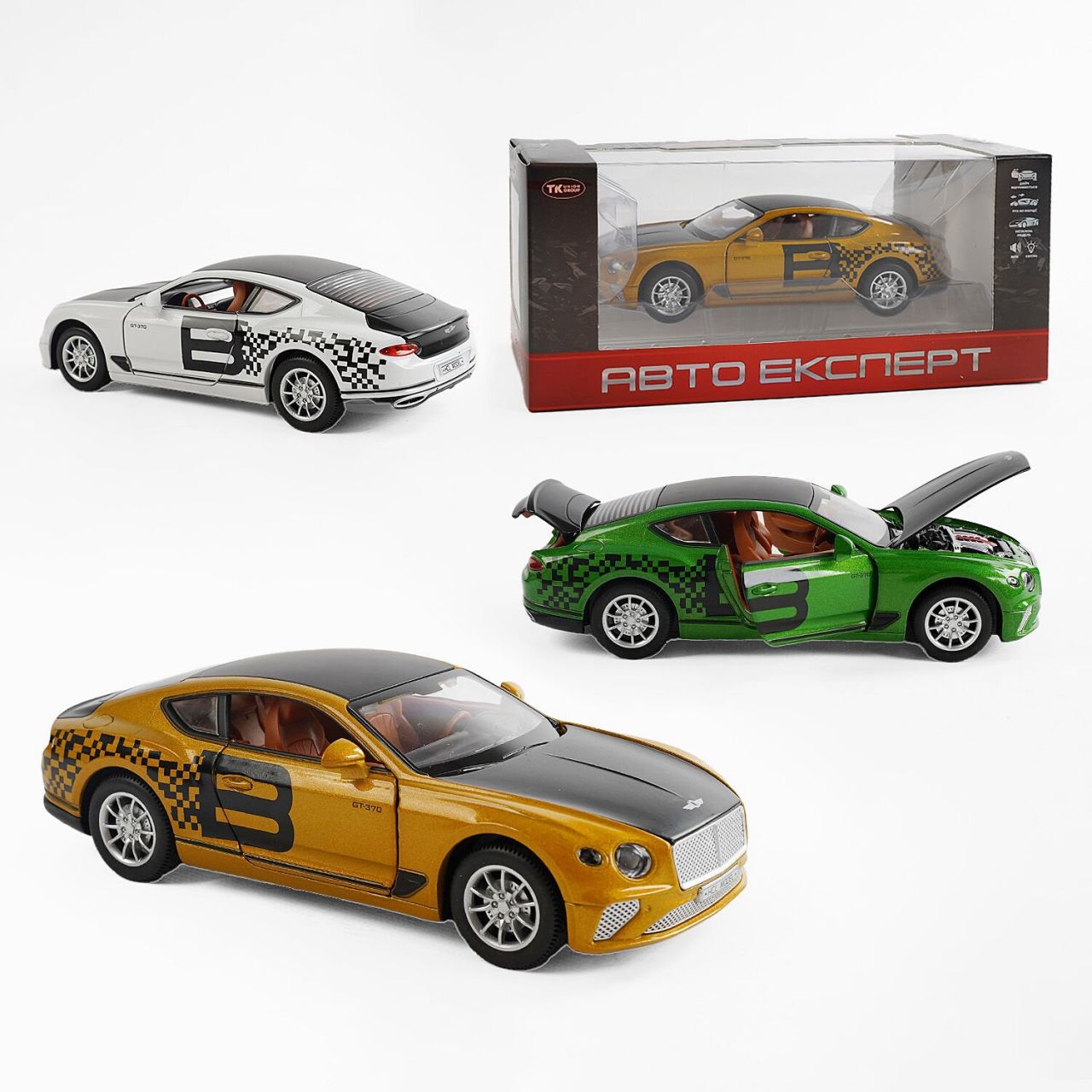 Машина TX 10355 (48/2) "Авто Експерт", 3 кольори, металопластик, масштаб 1:22, світло, звук, інерція, відчиняються двері, багажник та капот