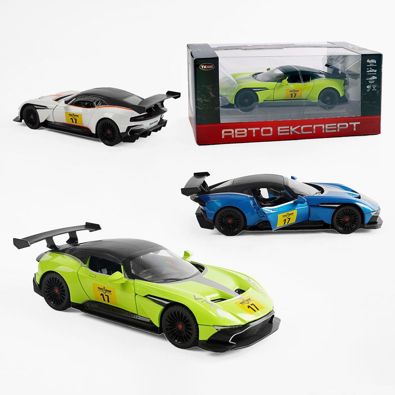 Машина TX 67052 (48/2) "Авто Експерт", 3 кольори, металопластик, масштаб 1:22, світло, звук, інерція, відчиняються двері та капот