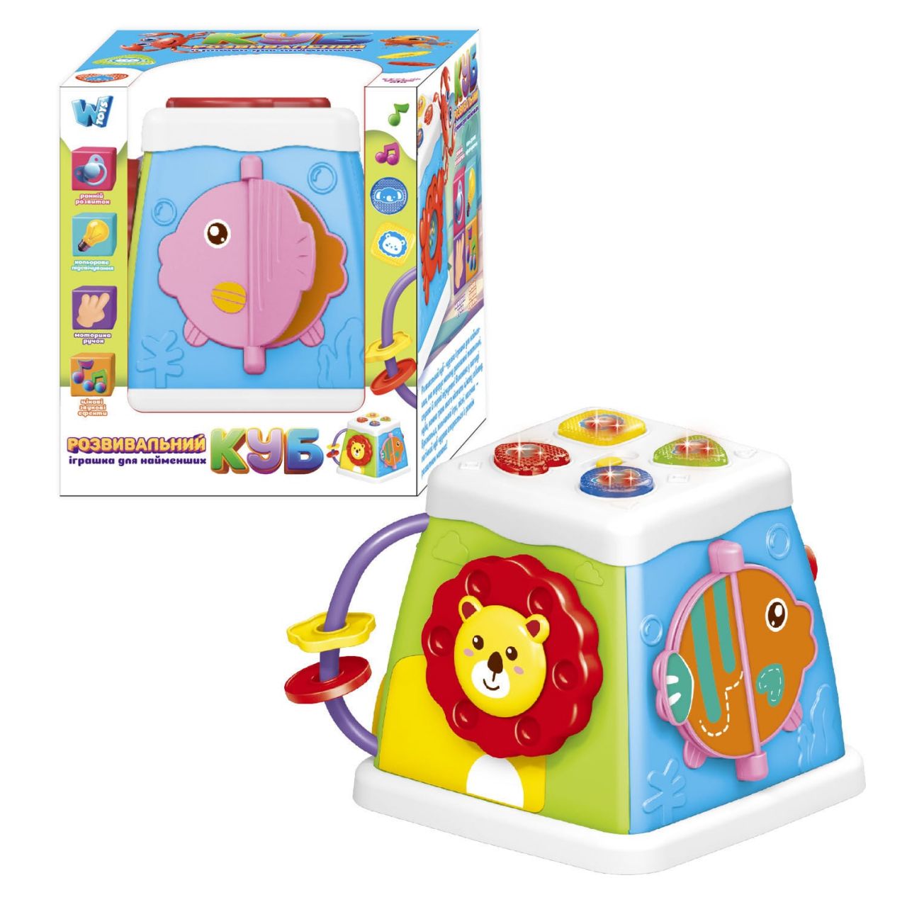 Музичний мультибокс 38955 (72/2) "WToys", ОЗВУЧУВАННЯ УКРАЇНСЬКОЮ МОВОЮ, пісеньки, казки, назви тварин, цікаві історії, підсвічування 