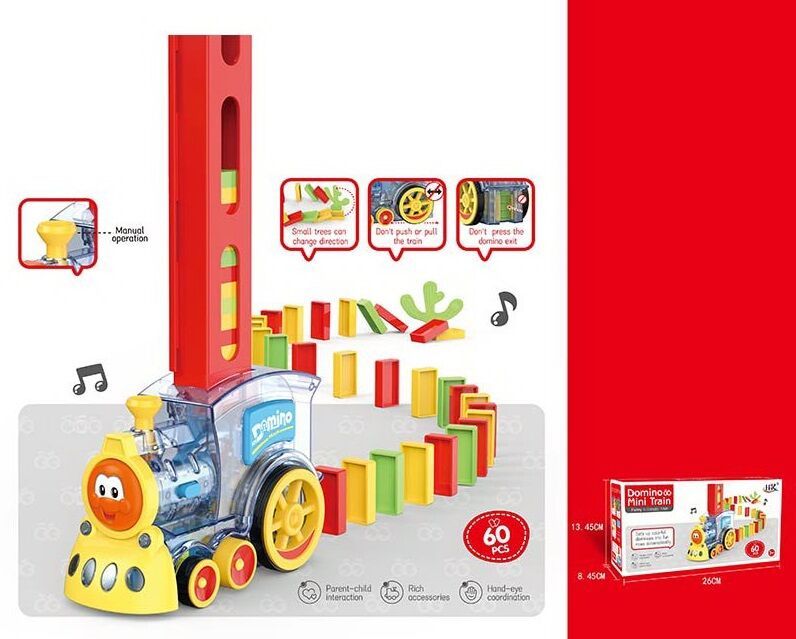 Потяг з доміно 660 В (48/2) "Domino mini train", світло, звук, автоматичне викладання цеглинок, аксесуари, на батарейках