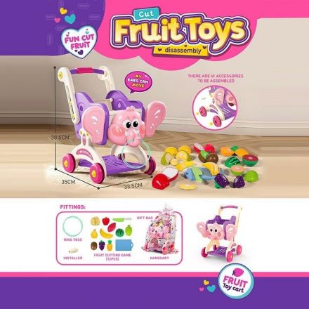 Візок з фруктами KK 111 ШТРИХ=400013 (8) розмір: 33.5х35х38.5 см, фрукти на липучках, дошка, ніж