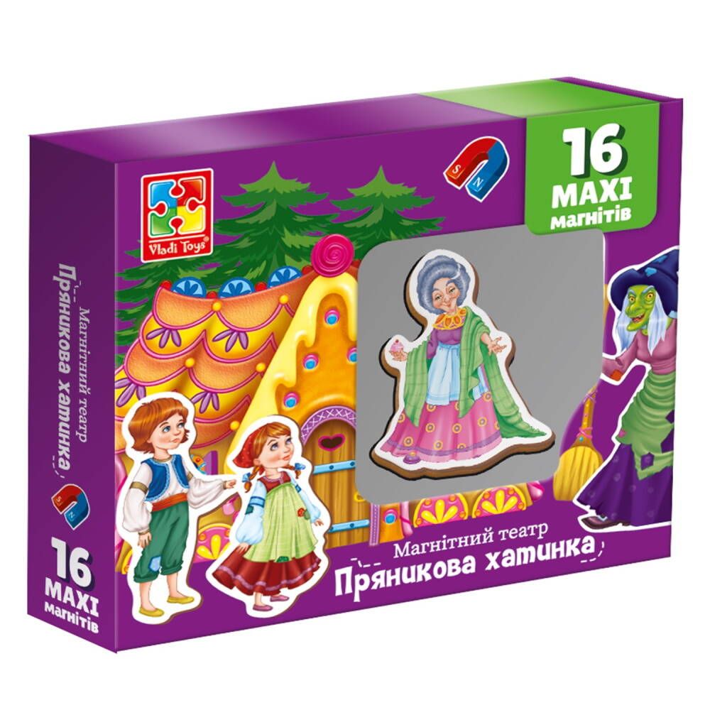 Гра настільна "Магнітний театр. Пряникова хатинка", укр., ТМ Vladi Toys, Україна VT3206-54
