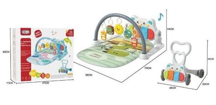 Килимок 368-8 В (6) піаніно, ходунки-каталка, мелодії, підсвічування, проєкція, 5 підвісок-брязкалець
