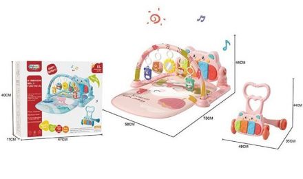 Килимок 368-8 С (6) піаніно, ходунки-каталка, мелодії, підсвічування, проєкція, 5 підвісок-брязкалець