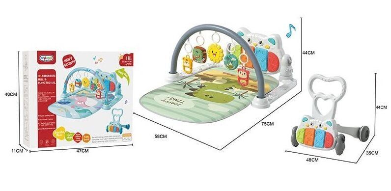 Килимок 6050 (6) піаніно, підсвічування, мелодії, звуки, бізіборд, брязкальця, тріскачки