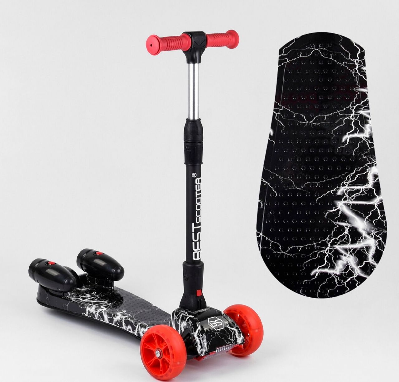 Самокат "Best Scooter" MAXI" 80542 з парогенератором (4) МУЗИКА, ДИМ, ТУРБІНИ, пластмасовий, колеса PU 120х40мм, складне алюмінієве кермо