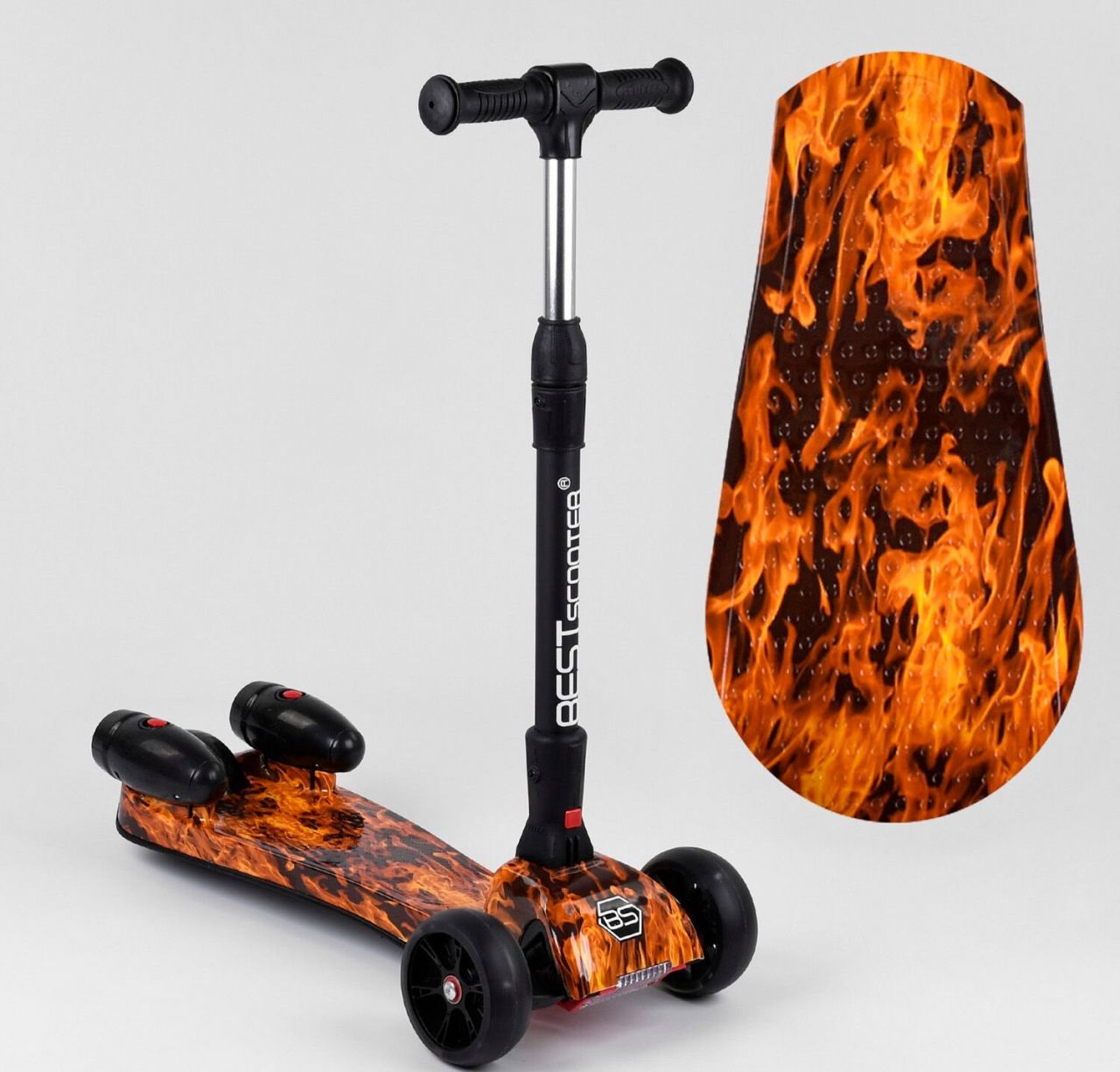 Самокат "Best Scooter" MAXI" 89341 з парогенератором (4) МУЗИКА, ДИМ, ТУРБІНИ, пластмасовий, колеса PU 120х40мм, складне алюмінієве кермо