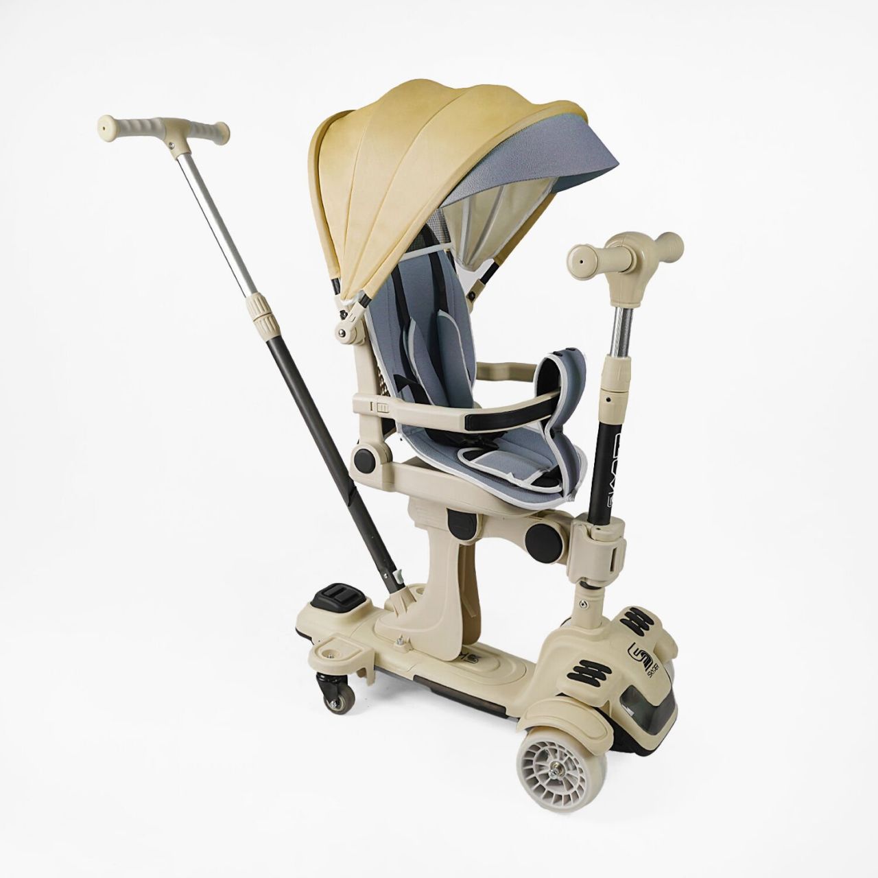 Самокат 5в1 "Skyper" BL-83655 (4) колеса PU125х40 мм зі світлом, з капюшоном, поворотне сидіння, з ДОП. КОЛЕСАМИ, захисний бампер