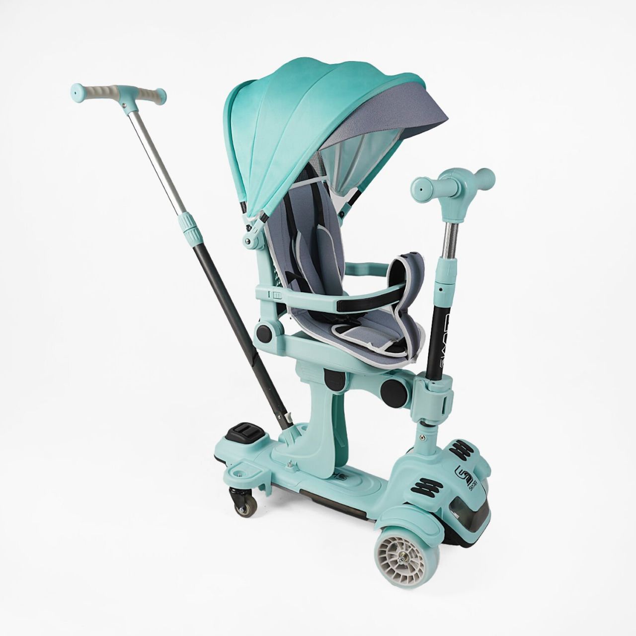 Самокат 5в1 "Skyper" BL-94617 (4) колеса PU125х40 мм зі світлом, з капюшоном, поворотне сидіння, з ДОП. КОЛЕСАМИ, захисний бампер