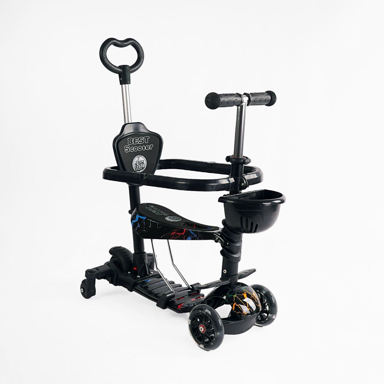 Самокат 5в1 LS-86390 (1) Best Scooter, з ДОП. КОЛІСАМИ, захисний бампер, PU колеса зі світлом
