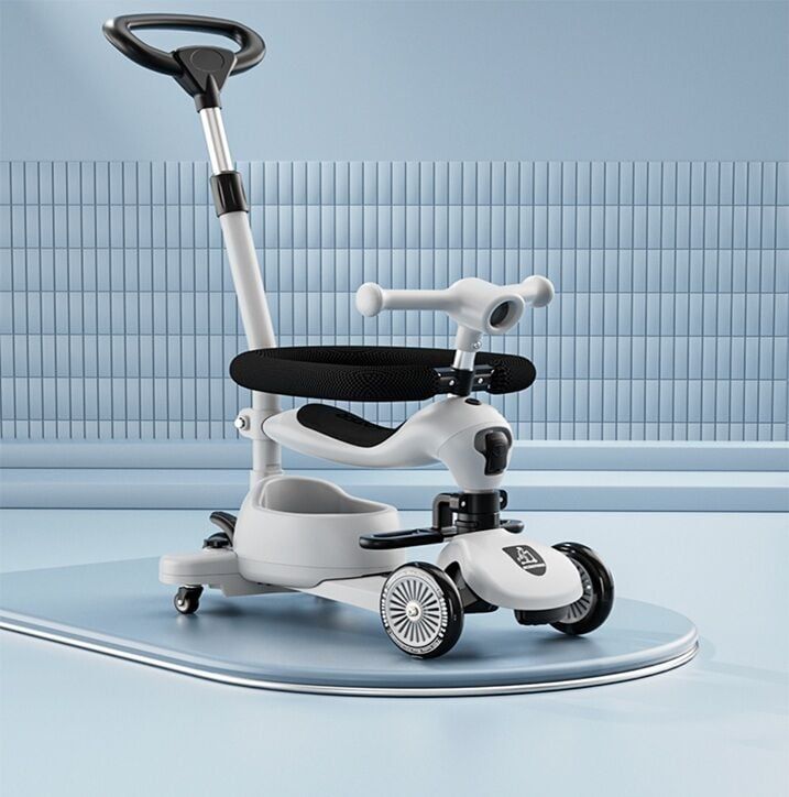 Самокат триколісний 5 в 1 "Skyper" SP-9144/01 (4) колеса PU 120х28мм зі світлом, музика та підсвічування платформи, доп. колеса, захисний бампер