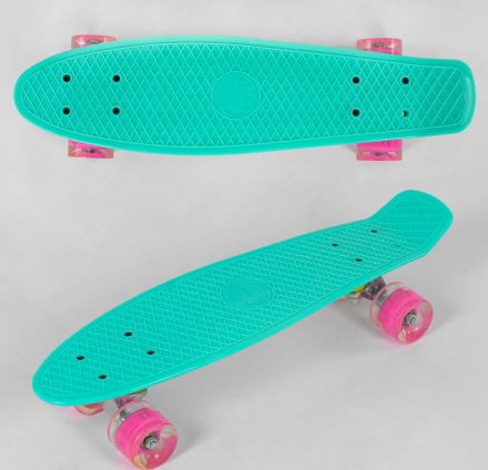 Скейт Пенні борд 6060 (8) Best Board, бірюзовий, дошка = 55см, колеса PU зі світлом, діаметр 6 см