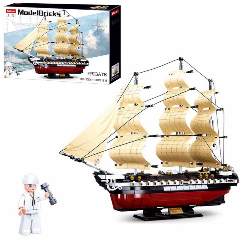 Конструктор SLUBAN M38-B0836 "Model Bricks": Фрегат ІХ-21, 1:170, 1118 дет