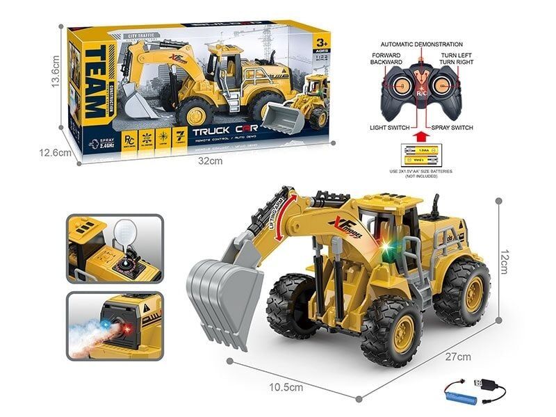 Екскаватор на радіокеруванні MDP 268-1 A (48/2) акумулятор 3.7 V, пульт 2.7 GHz, підсвічування, парогенератор, гумові шини