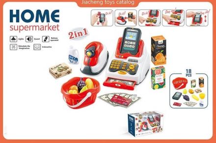 Касовий апарат 668-123 (24) 18 елементів, звук, підсвічування, сканер, термінал для оплати картою, продукти, кошик