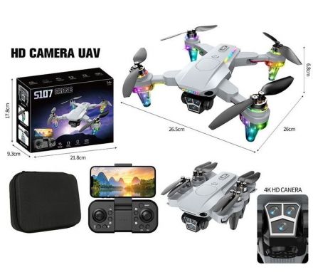 Квадрокоптер S 107 DRONE (36) знімний акумулятор, USB-кабель, пульт, підсвічування, 4К HD камера, сумка, додаток