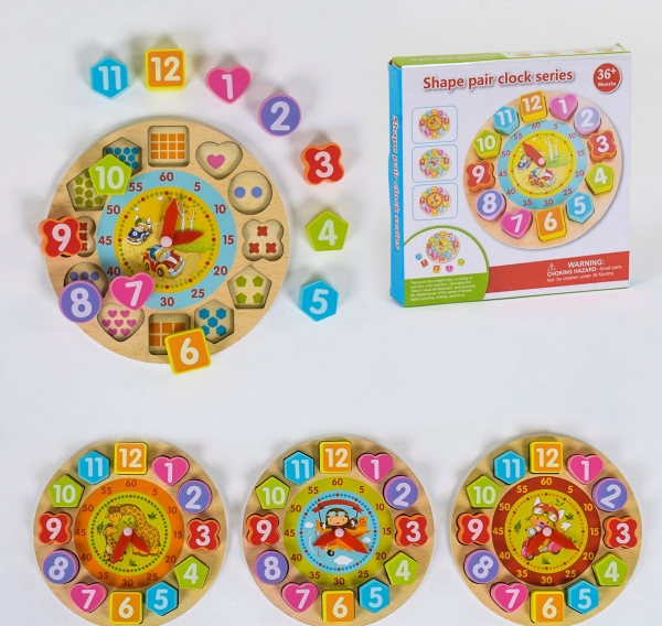 Деревянная логическая игра Часы С 39131