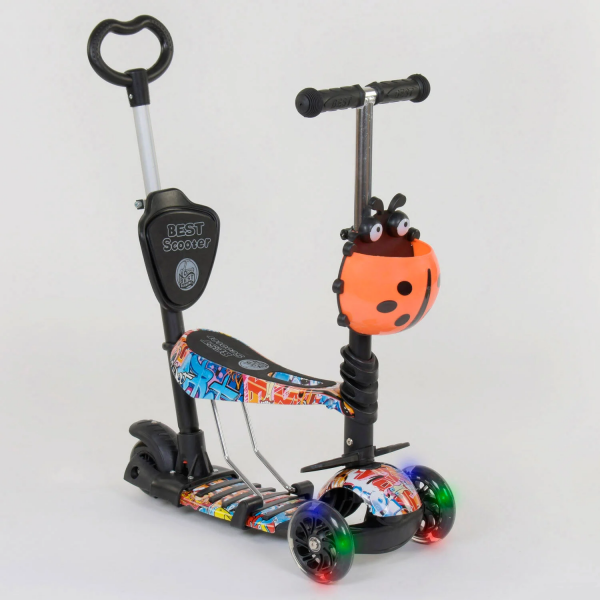 Самокат 5в1 15600 (Best Scooter, АБСТРАКЦИЯ, PU колеса, ПОДСВЕТКА КОЛЕС)